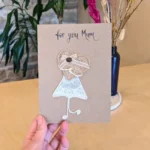 I hold in my hand Happy Mother's Day Greeting Card for Wonderful Mum from daughter with heart and coffee bean.