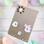 Charming Sweet Handmade Easter Card with three chick figures, made in Bollington, England, UK.