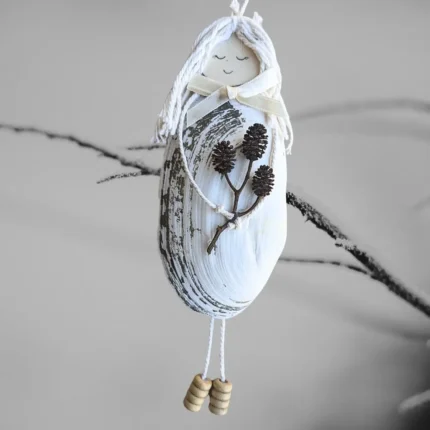 Beautiful Handmade Shell Angel Ornament made of white seashell in the UK.