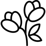 Simple icon featuring three flowers.